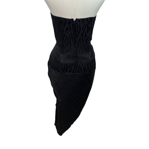 Vintage Silk Studio Women's Black Strapless Warp Cocktail Dress Size 4 - Picture 3 of 8
